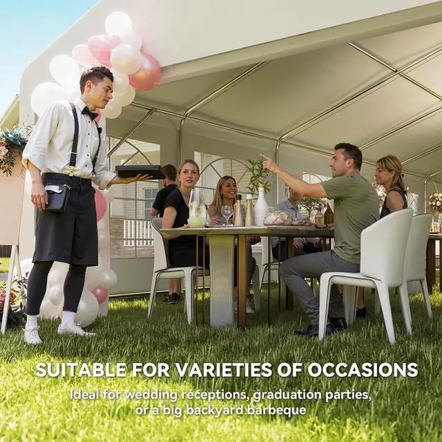 Alt view image 3 of 7 - 23 x 39 ft Heavy Duty Party Tent with Removable Sidewalls, White | Windows, Outdoor Gazebo, Wedding Tent, Event Shelter, Carport, BBQ, Outside Waterproof Canopy, for Parties