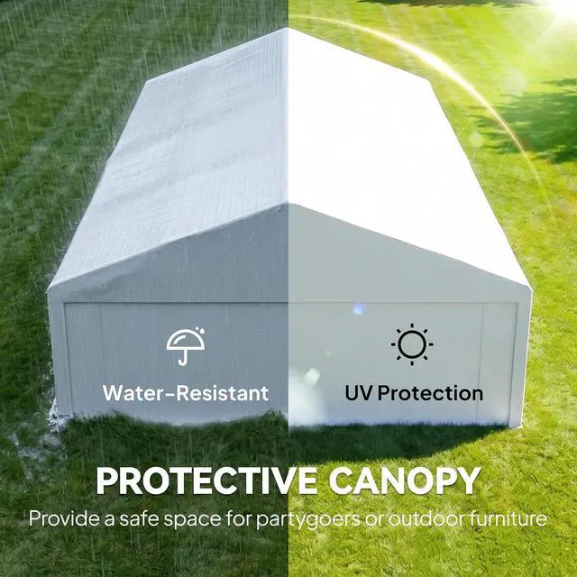 Alt view image 7 of 7 - 23 x 39 ft Heavy Duty Party Tent with Removable Sidewalls, White | Windows, Outdoor Gazebo, Wedding Tent, Event Shelter, Carport, BBQ, Outside Waterproof Canopy, for Parties