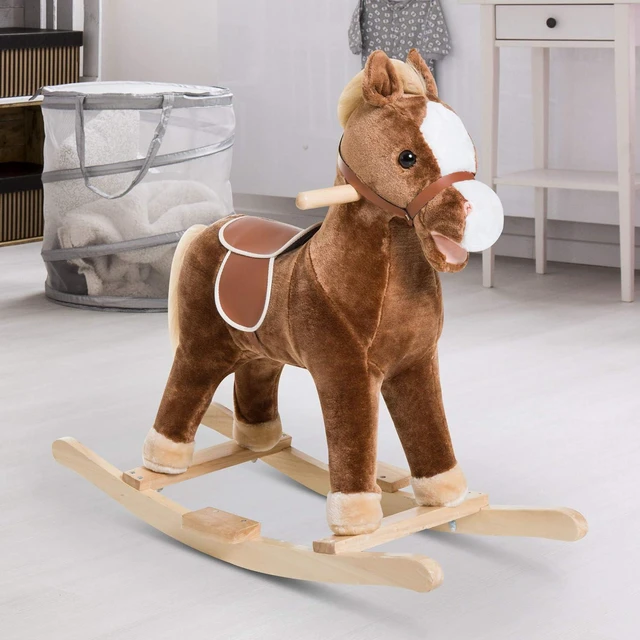 Alt view image 2 of 7 - Qaba Kids Plush Toy Rocking Horse Ride on with Realistic Sounds - Brown | nan