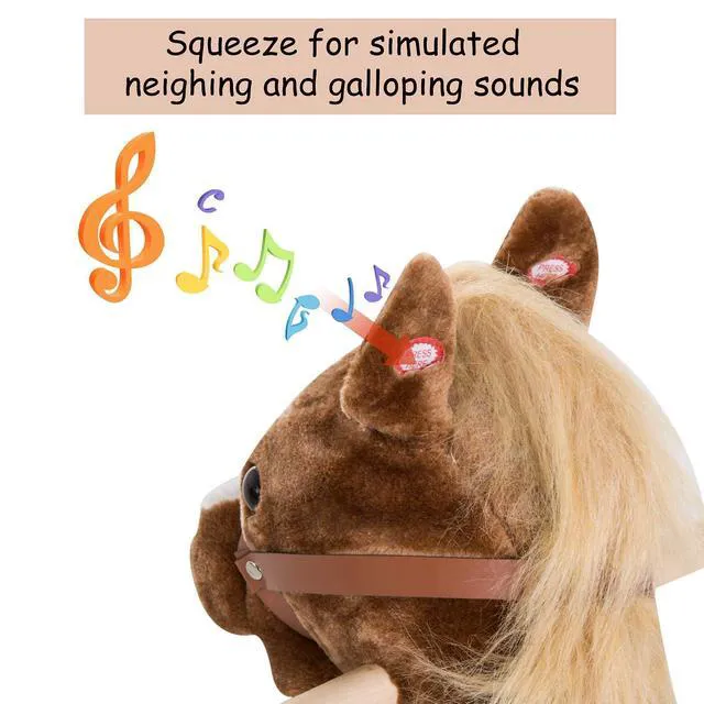 Alt view image 3 of 7 - Qaba Kids Plush Toy Rocking Horse Ride on with Realistic Sounds - Brown | nan