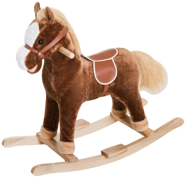 Alt view image 4 of 7 - Qaba Kids Plush Toy Rocking Horse Ride on with Realistic Sounds - Brown | nan