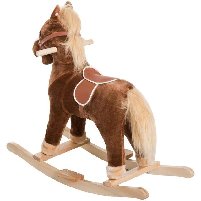 Alt view image 5 of 7 - Qaba Kids Plush Toy Rocking Horse Ride on with Realistic Sounds - Brown | nan