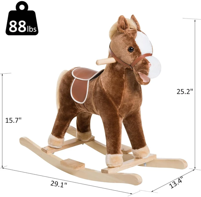 Alt view image 7 of 7 - Qaba Kids Plush Toy Rocking Horse Ride on with Realistic Sounds - Brown | nan
