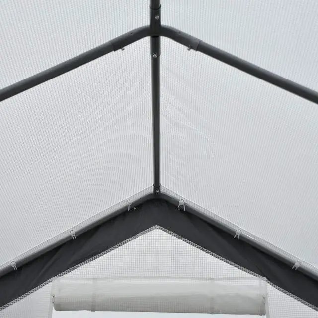 Alt view image 5 of 7 - 8' x 6' x 7' Walk-in Greenhouse with 4 Roll-up Windows White | Outdoor Garden Warm Hot House, 2 Zippered Doors, Weather Cover