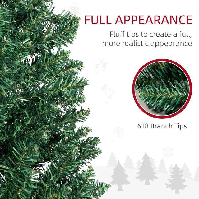Alt view image 5 of 7 - Noble Fir Artificial Pencil Christmas Tree Prelit 8' Green | Slim, 300 Warm White LED Lights, 618 Tips, Christmas Decoration