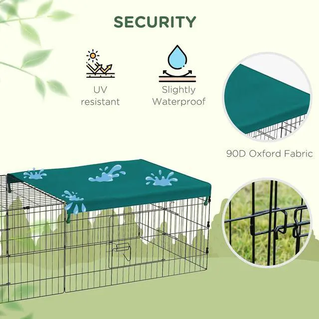 Alt view image 3 of 7 - PawHut Metal Chicken Coop Chicken Run Pen with Cover 73" x 30" x 20" Green | Portable Catio Poultry Cage, Indoor Outdoor Backyard, Cat Cage, for Rabbit Duck Hen Small Animal Chinchillas