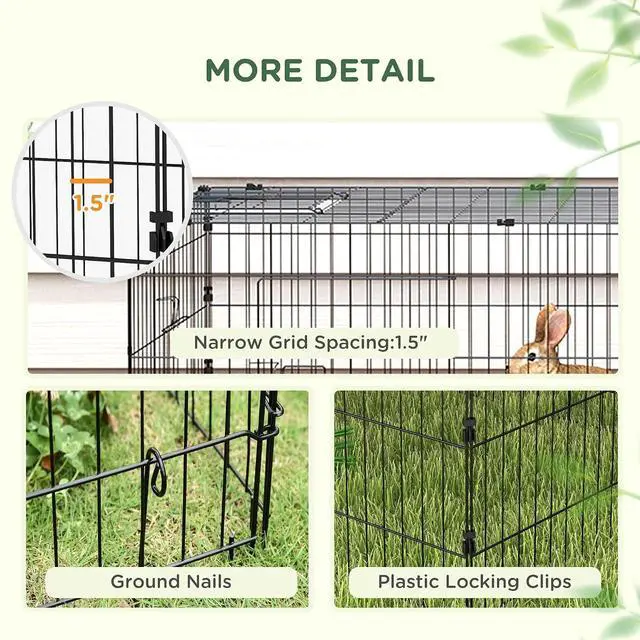 Alt view image 6 of 7 - PawHut Metal Chicken Coop Chicken Run Pen with Cover 73" x 30" x 20" Green | Portable Catio Poultry Cage, Indoor Outdoor Backyard, Cat Cage, for Rabbit Duck Hen Small Animal Chinchillas