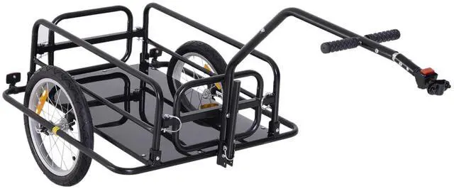 Main image of Bike Cargo Trailer Heavy-Duty with Universal Hitch 16" Wheels Black | Bicycle Trailer, Bike Wagon Cart, Foldable Compact Storage, 88 lbs. Capacity