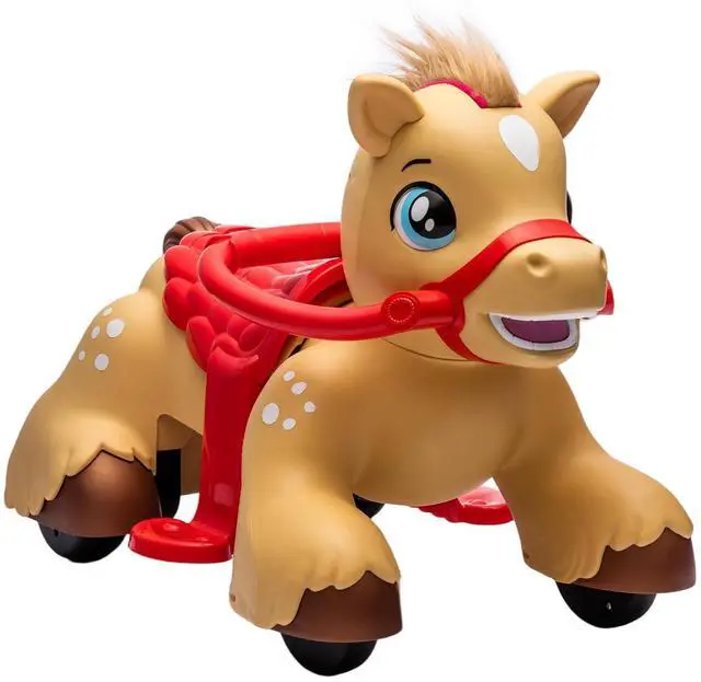 Main image of Qaba 12V Ride on Horse Battery Powered Ride on Toy Ages 1.5-3 Years Brown | Interactive Electric Kids Riding Pony, Carrot Toy, Comb, Animal Sounds, Light, Gift for Girls Boys