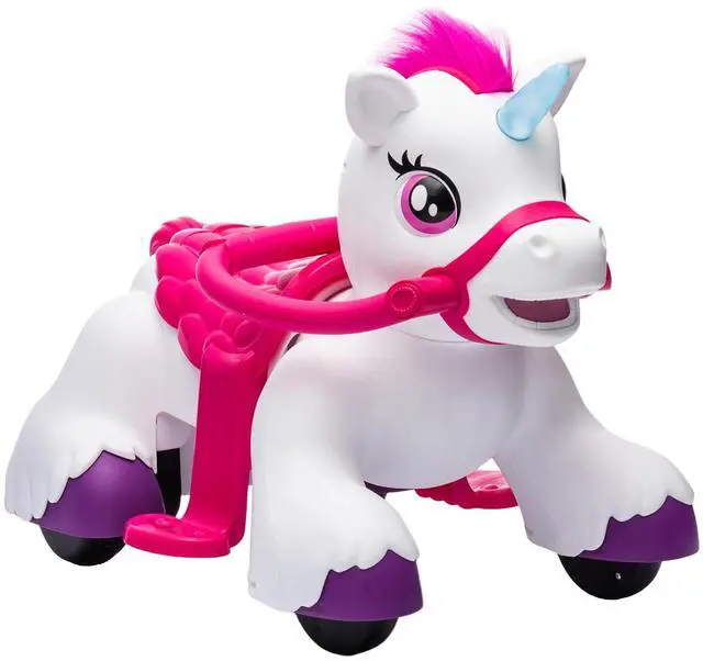Main image of Qaba 12V Ride on Horse Battery Powered Ride on Toy Ages 1.5-3 Years White | Interactive Electric Kids Riding Pony, Carrot Toy, Comb, Animal Sounds, Light, Gift for Girls Boys