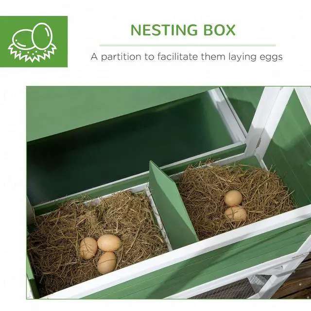 Alt view image 5 of 7 - PawHut 49" Small Chicken Coop Hen House with Garden Space 2-4 Birds Green | Chicken House Outdoor Run Cage with Weather Protection