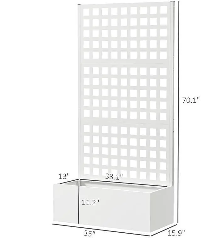 Alt view image 7 of 7 - Galvanized Raised Garden Bedw/Trellis 35"x16"x70" White | Metal Planter Box with Drainage Holes, Outdoor Privacy Screen, Planter with Trellis, Climbing Plants, Vegetable, Vines