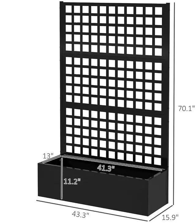 Alt view image 7 of 7 - Galvanized Raised Garden Bedw/Trellis 43"x16"x70" Black | Metal Planter Box with Drainage Holes, Outdoor Privacy Screen, Planter with Trellis, Climbing Plants, Vegetable, Vines