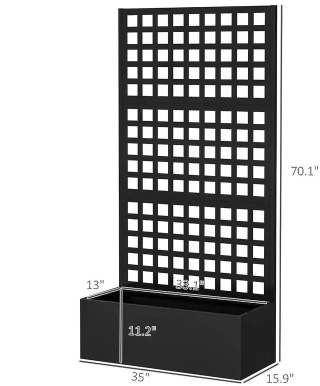 Alt view image 7 of 7 - Galvanized Raised Garden Bed with Trellis, 35"x16"x70" Black | Metal Planter Box with Drainage Holes, Outdoor Privacy Screen for Climbing Plants, Vegetable, Vines, 2 Pack
