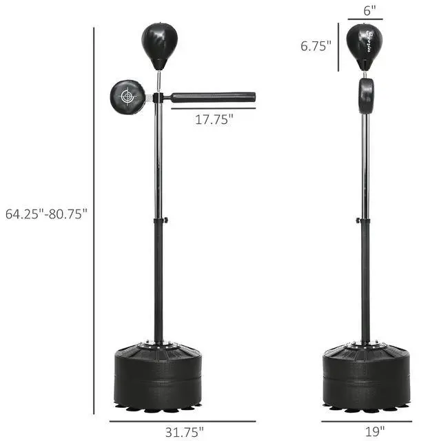 Alt view image 7 of 7 - Free Standing Boxing Bag with Stand, Punching Speed Bag Reaction Bar Challenge with Suction Cups, 64-81in Adjustable Height for Teenagers and Adults