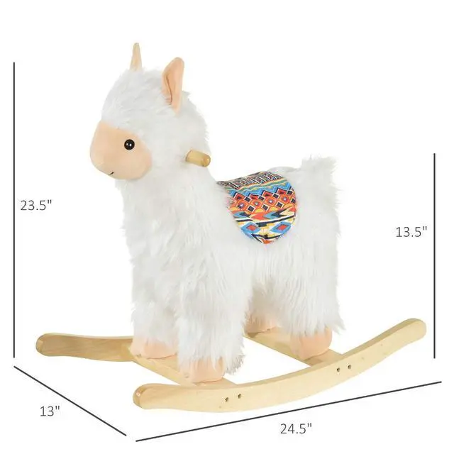 Alt view image 7 of 7 - Qaba Kids Ride-On Rocking Horse Toy Llama Style for Children 3+ Years | Rocker, Soft Plush Fabric