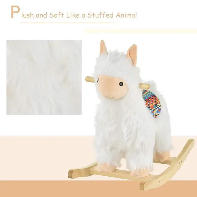 Alt view image 6 of 7 - Qaba Kids Ride-On Rocking Horse Toy Llama Style for Children 3+ Years | Rocker, Soft Plush Fabric