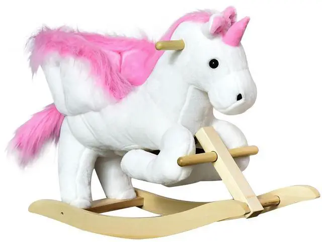 Main image of Qaba Unicorn Baby Rocking Horse Toy for Kids with Heavy-Duty Support System | Lullaby Song, Plush Ride on Horse, Pretend Play Interactive Toy, for Toddlers 18-36 Months