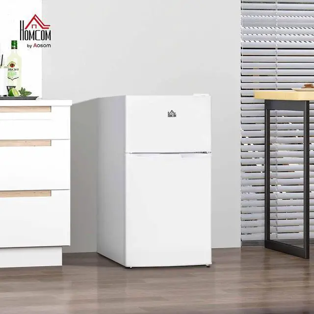 Alt view image 2 of 7 - 3.2 Cu.Ft Mini Fridge with Freezer Double Reversible Door White | Compact Refrigerator, Adjustable Thermostat, Shelf, for Bedroom Dorm Home Office, Energy Efficient