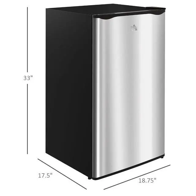 Alt view image 7 of 7 - 3.2 Cu.Ft Mini Fridge with Freezer Single Reversible Door Silver | Compact Refrigerator, Adjustable Thermostat, Shelf, for Bedroom Dorm Home Office, Energy Efficient