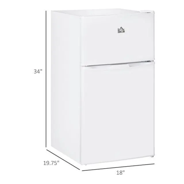 Alt view image 7 of 7 - 3.2 Cu.Ft Mini Fridge with Freezer Double Reversible Door White | Compact Refrigerator, Adjustable Thermostat, Shelf, for Bedroom Dorm Home Office, Energy Efficient
