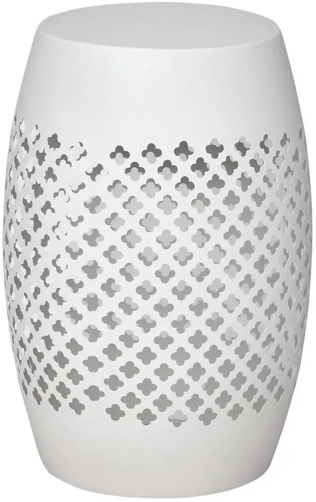 Main image of 12" Steel Outdoor Side Table Round Hollow Drum Patio End White | Indoor Use, Black