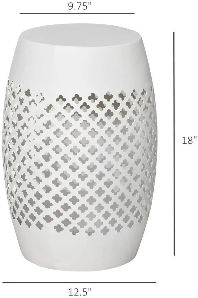 Alt view image 3 of 7 - 12" Steel Outdoor Side Table Round Hollow Drum Patio End White | Indoor Use, Black
