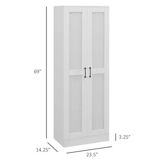 Alt view image 3 of 7 - 69" Tall Storage Cabinet Movable Shelves Soft Close Doors White