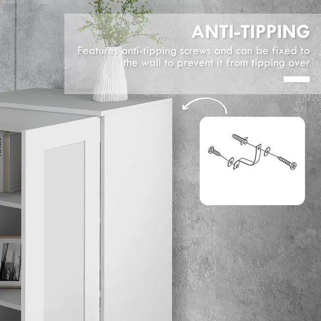 Alt view image 6 of 7 - 69" Tall Storage Cabinet Movable Shelves Soft Close Doors White
