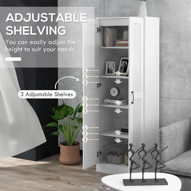 Alt view image 7 of 7 - 69" Tall Storage Cabinet Movable Shelves Soft Close Doors White