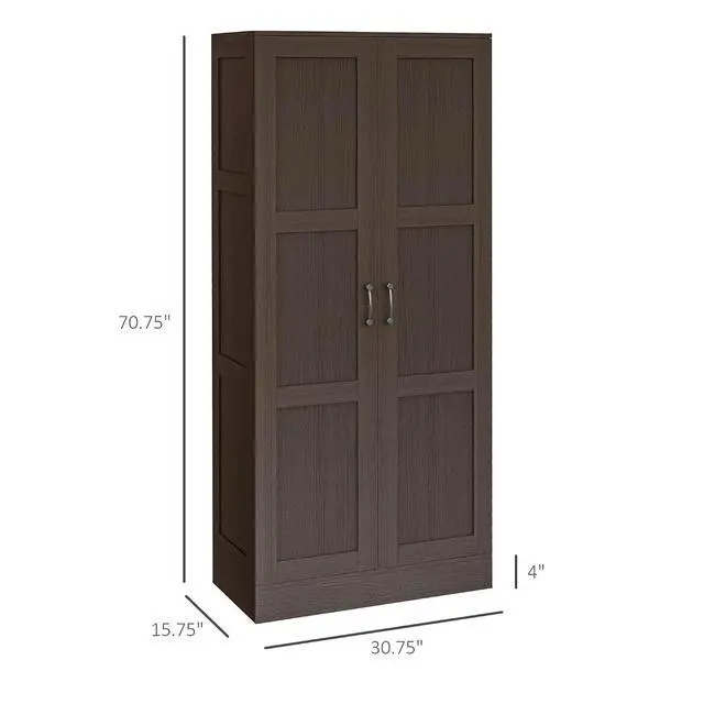 Alt view image 3 of 7 - 71" Tall Storage Cabinet Movable Shelves Soft Close Doors, Coffee