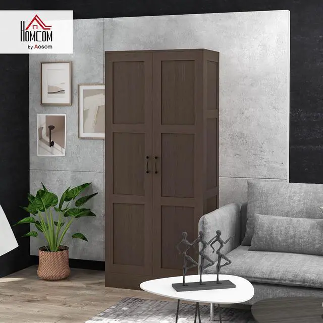 Alt view image 2 of 7 - 71" Tall Storage Cabinet Movable Shelves Soft Close Doors, Coffee