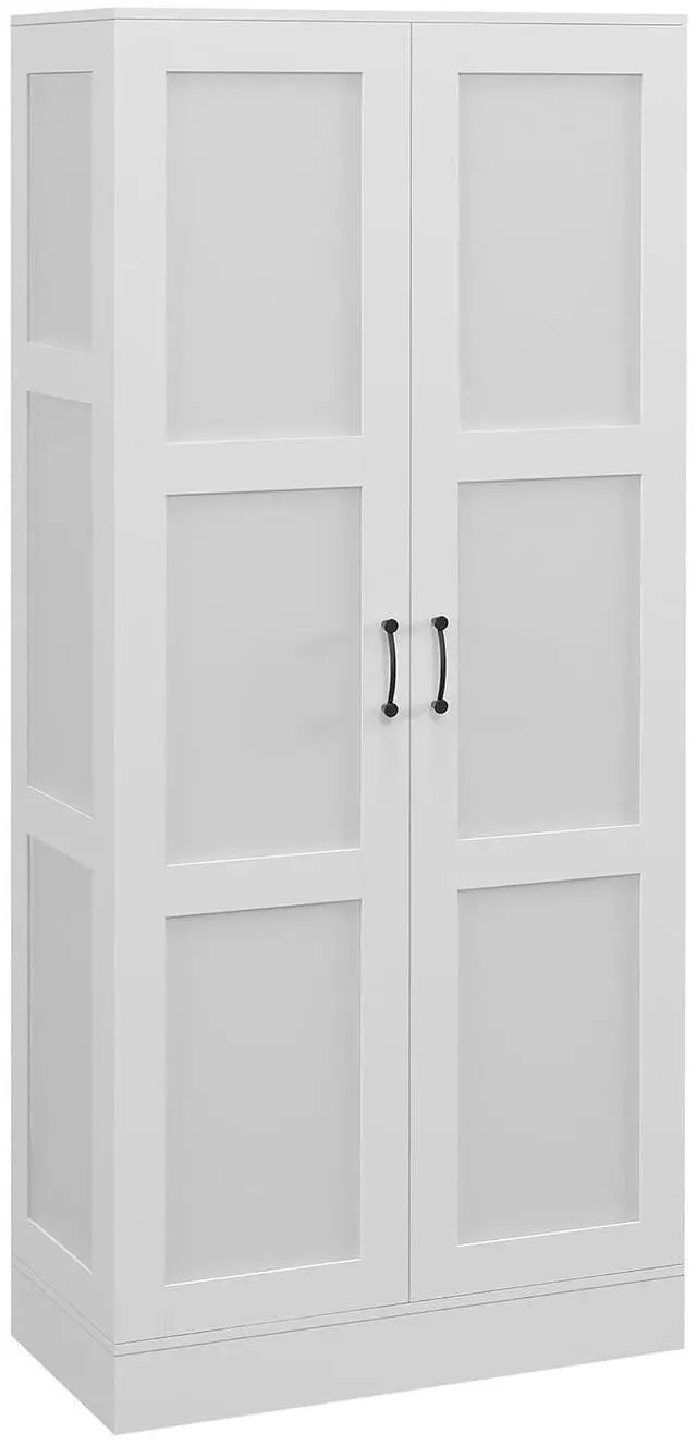 Main image of 71" Tall Storage Cabinet Movable Shelves Soft Close Doors, White | Modern Style Pantry Cabinet