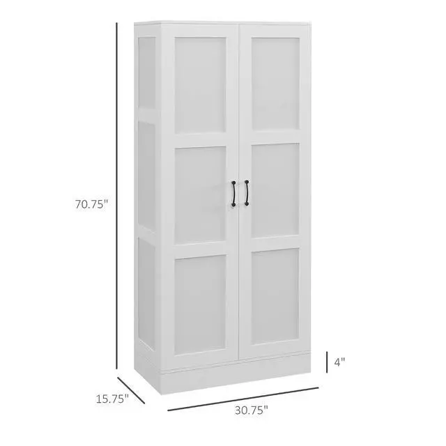 Alt view image 3 of 7 - 71" Tall Storage Cabinet Movable Shelves Soft Close Doors, White | Modern Style Pantry Cabinet
