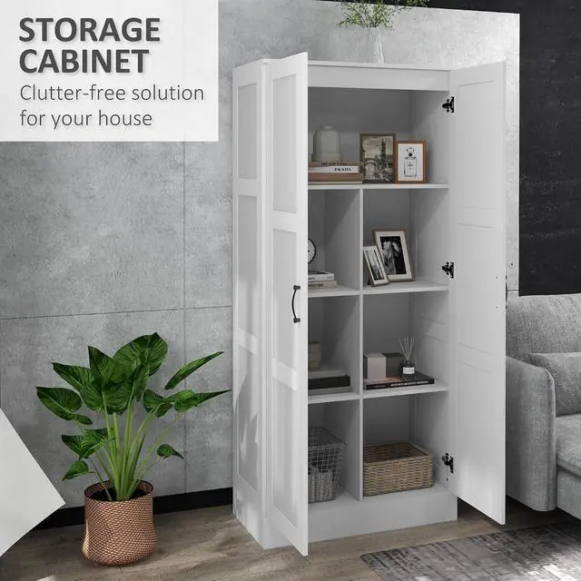 Alt view image 4 of 7 - 71" Tall Storage Cabinet Movable Shelves Soft Close Doors, White | Modern Style Pantry Cabinet