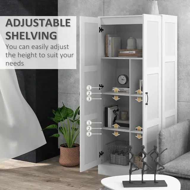 Alt view image 6 of 7 - 71" Tall Storage Cabinet Movable Shelves Soft Close Doors, White | Modern Style Pantry Cabinet