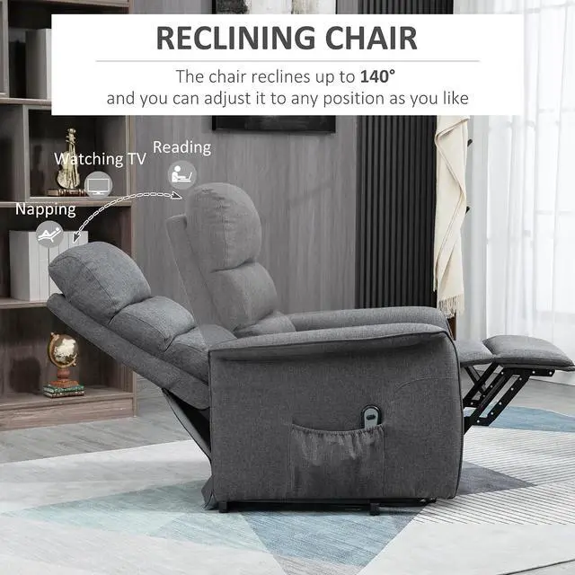 Alt view image 5 of 7 - Power Lift Recliner Chair for Elderly, Easy Assembly, Gray