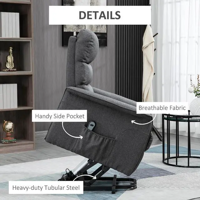 Alt view image 6 of 7 - Power Lift Recliner Chair for Elderly, Easy Assembly, Gray