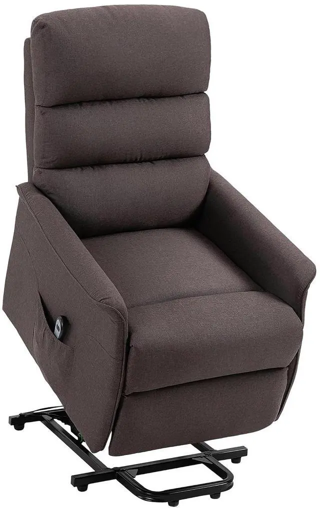 Main image of Power Lift Recliner Chair for Elderly, Easy Assembly, Fabric, Brown | Lift Chair for Adults, Recliner Sofa, Remote Control, Side Pockets, Living Room