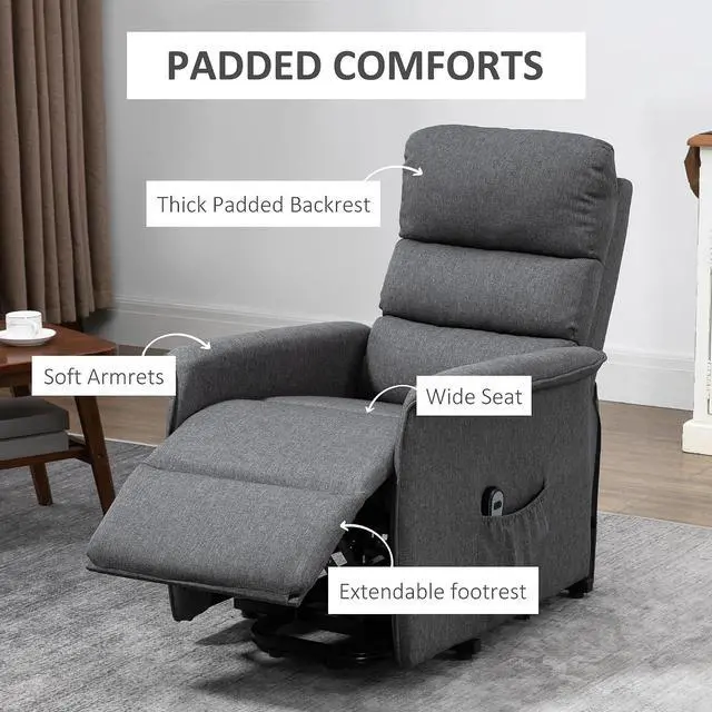 Alt view image 7 of 7 - Power Lift Recliner Chair for Elderly, Easy Assembly, Gray
