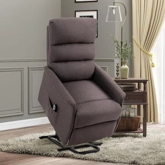 Alt view image 2 of 7 - Power Lift Recliner Chair for Elderly, Easy Assembly, Fabric, Brown | Lift Chair for Adults, Recliner Sofa, Remote Control, Side Pockets, Living Room