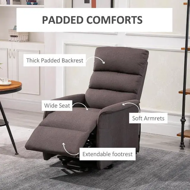 Alt view image 7 of 7 - Power Lift Recliner Chair for Elderly, Easy Assembly, Fabric, Brown | Lift Chair for Adults, Recliner Sofa, Remote Control, Side Pockets, Living Room
