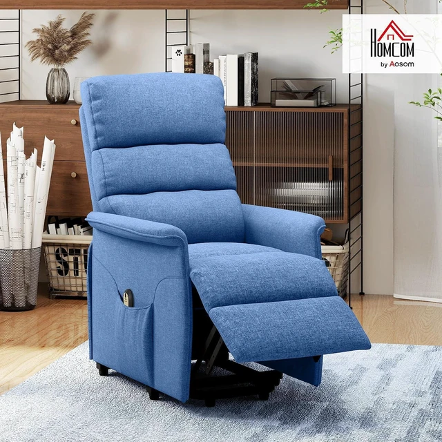 Alt view image 2 of 7 - Power Lift Recliner Chair for Elderly, Easy Assembly, Fabric Lift Chair for Adults, Recliner Sofa with Remote Control, Side Pockets for Living Room, Blue