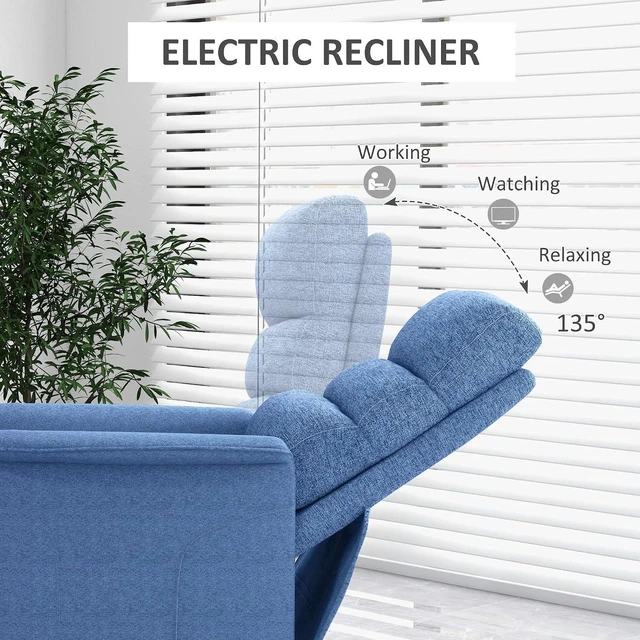 Alt view image 5 of 7 - Power Lift Recliner Chair for Elderly, Easy Assembly, Fabric Lift Chair for Adults, Recliner Sofa with Remote Control, Side Pockets for Living Room, Blue
