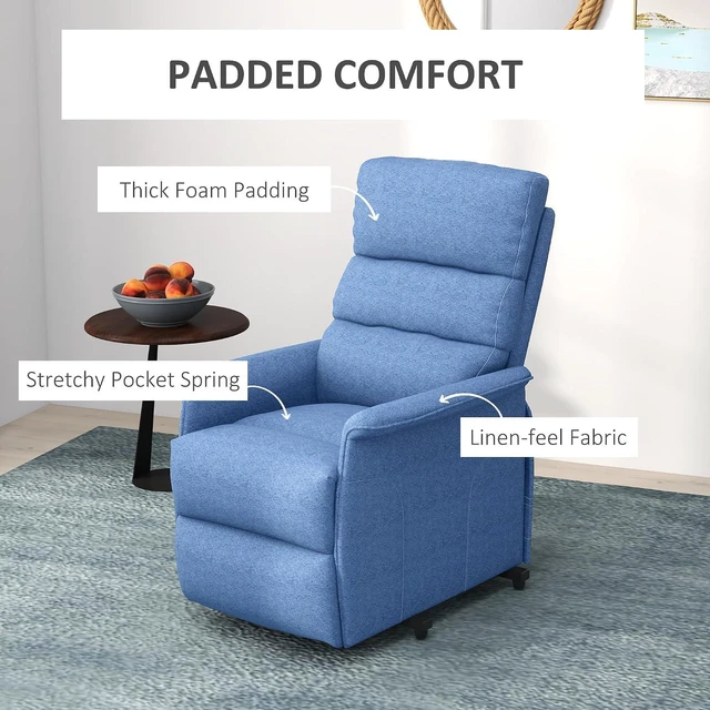 Alt view image 7 of 7 - Power Lift Recliner Chair for Elderly, Easy Assembly, Fabric Lift Chair for Adults, Recliner Sofa with Remote Control, Side Pockets for Living Room, Blue