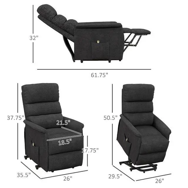 Alt view image 3 of 7 - Power Lift Recliner Chair for Elderly, Easy Assembly, Black