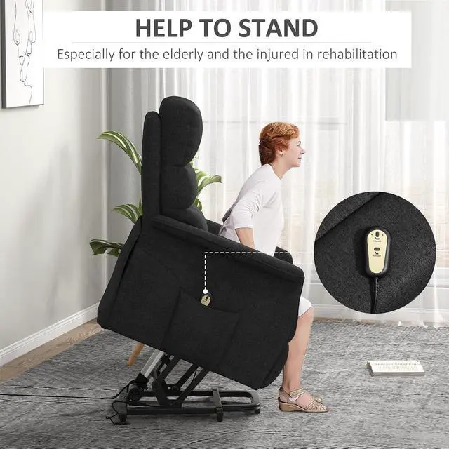 Alt view image 4 of 7 - Power Lift Recliner Chair for Elderly, Easy Assembly, Black
