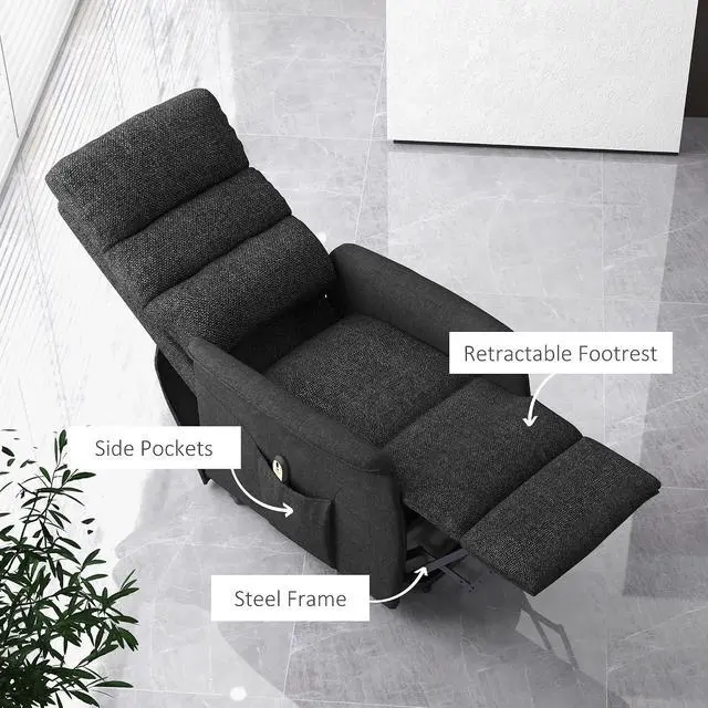 Alt view image 7 of 7 - Power Lift Recliner Chair for Elderly, Easy Assembly, Black