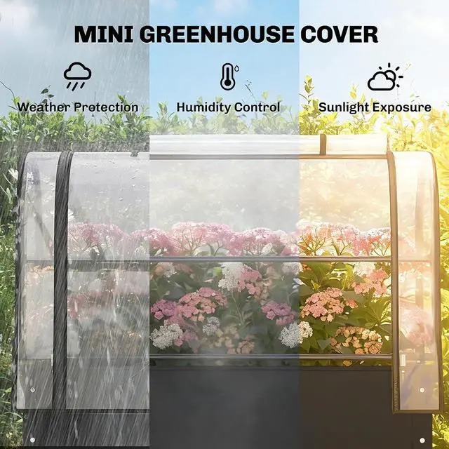 Alt view image 3 of 7 - Raised Garden Bed with Flip-Up Cover 39.4" x 19.3" x 53.5", Black