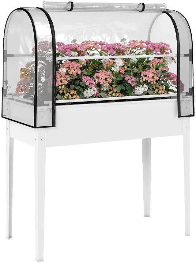 Main image of Raised Garden Bed with Flip-Up Cover 39.4" x 19.3" x 53.5", White